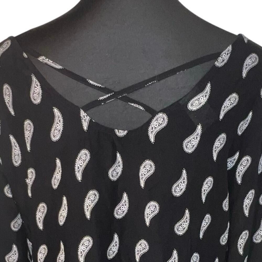 Faded Glory‎ Women’s XL Paisley Boho Pheasant Crisscross Back Flare Sleeve Tunic